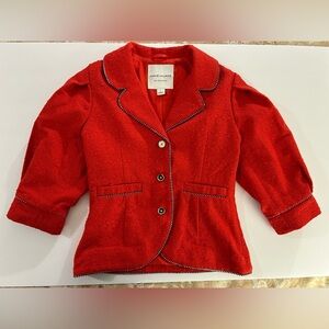 Janie and Jack Red Jacket with Black Piping